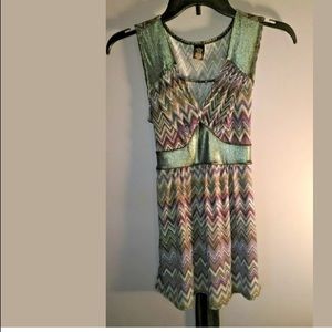 V1 Couture Tank Blouse Small Glitter Silver V-Neck